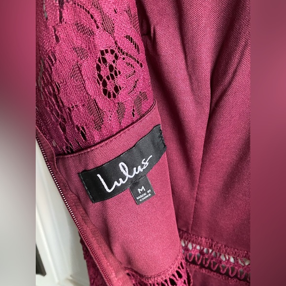 Lulus Music of the Heart, Burgundy lace maxi dress - Picture 3 of 5